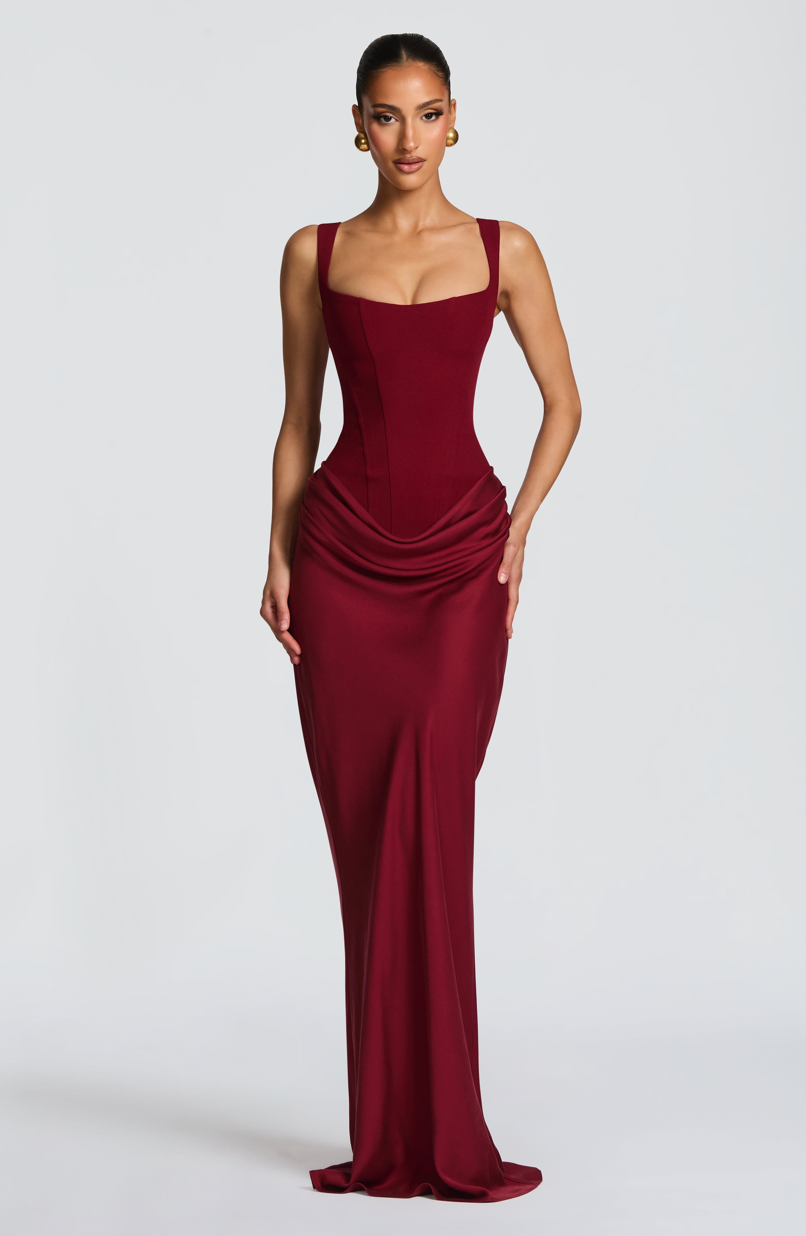 Isolde Maxi Dress – Burgundy
