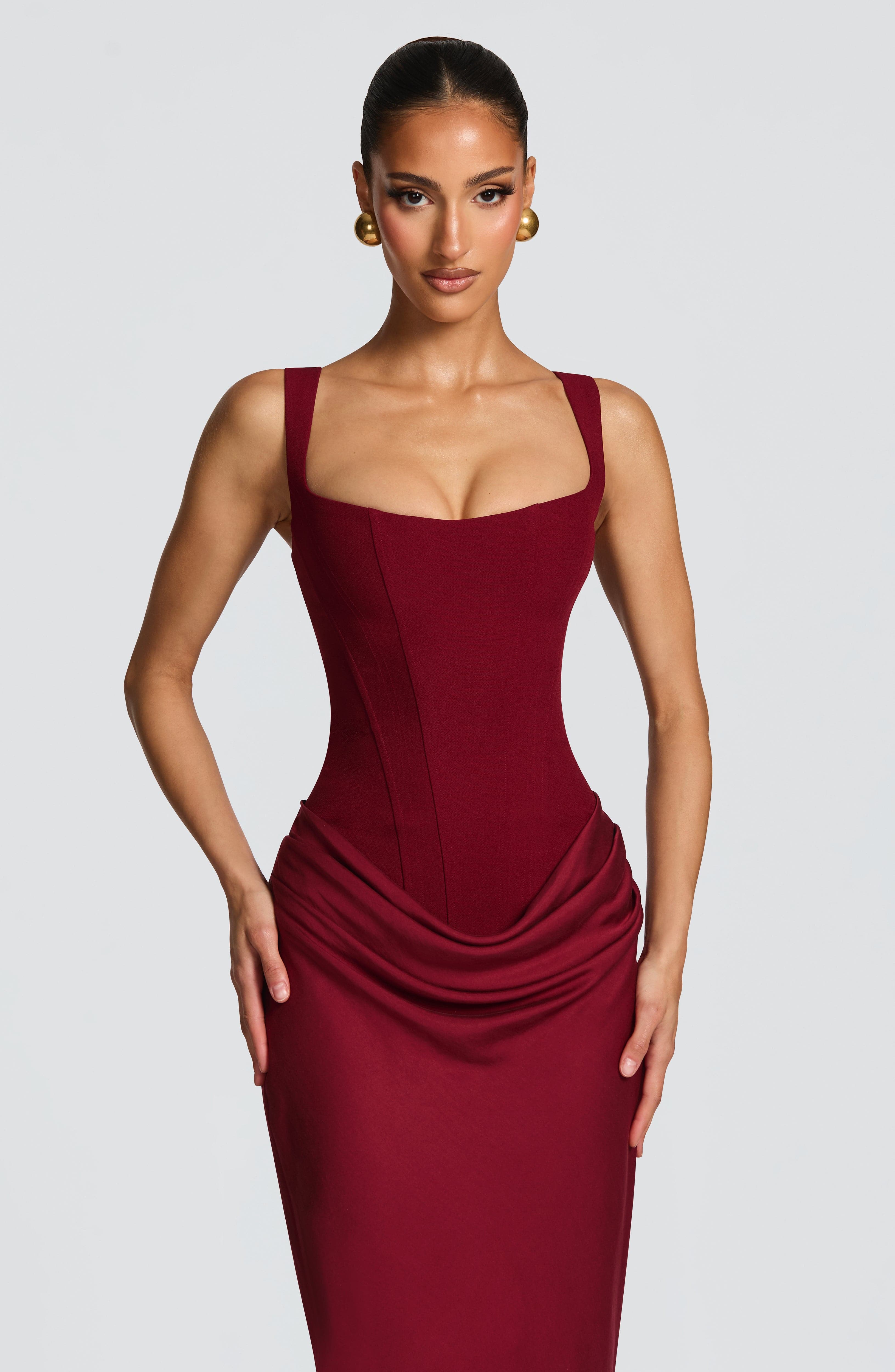 Isolde Maxi Dress – Burgundy