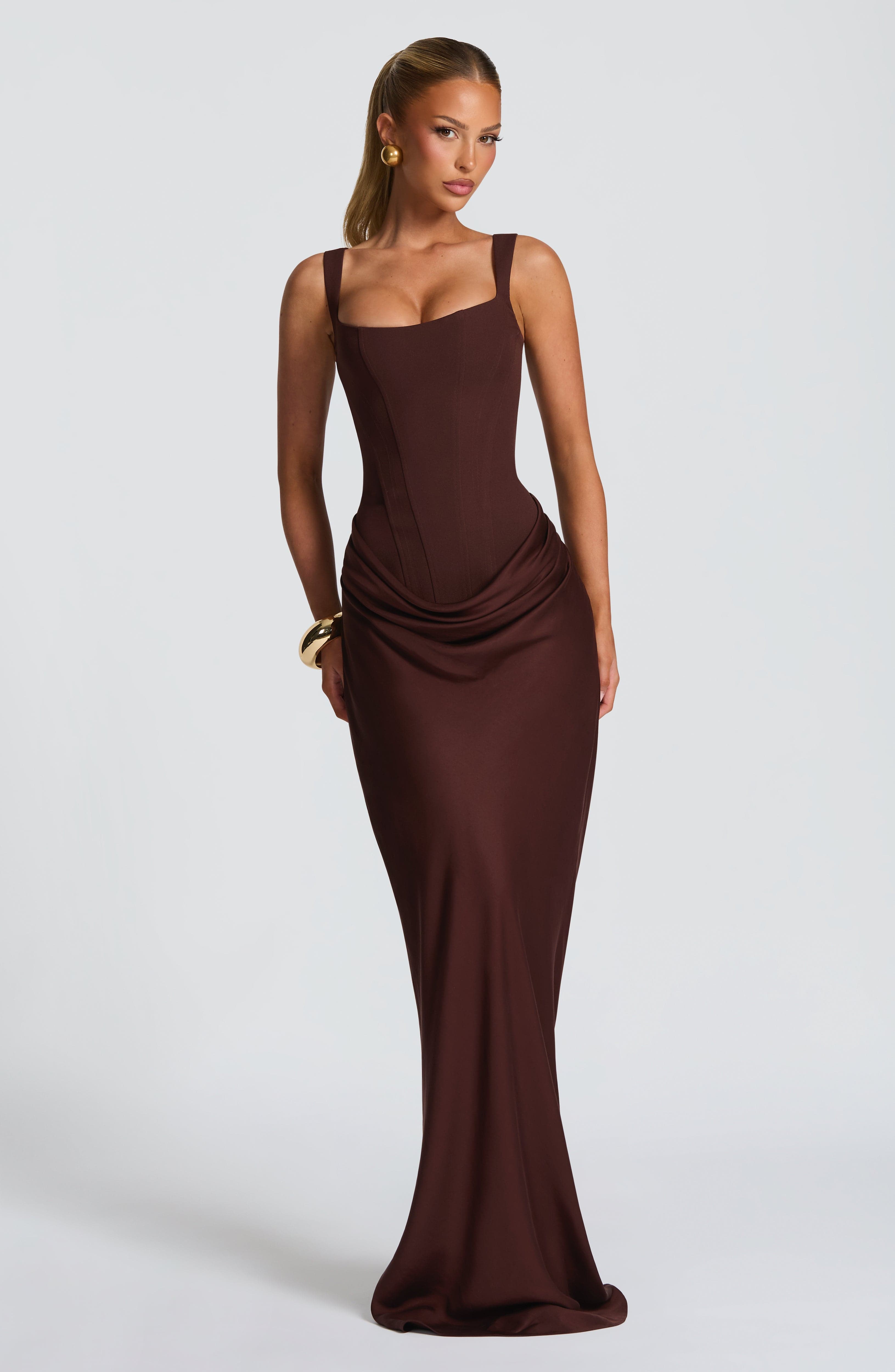 Adriana Maxi Dress – Plum Brown
