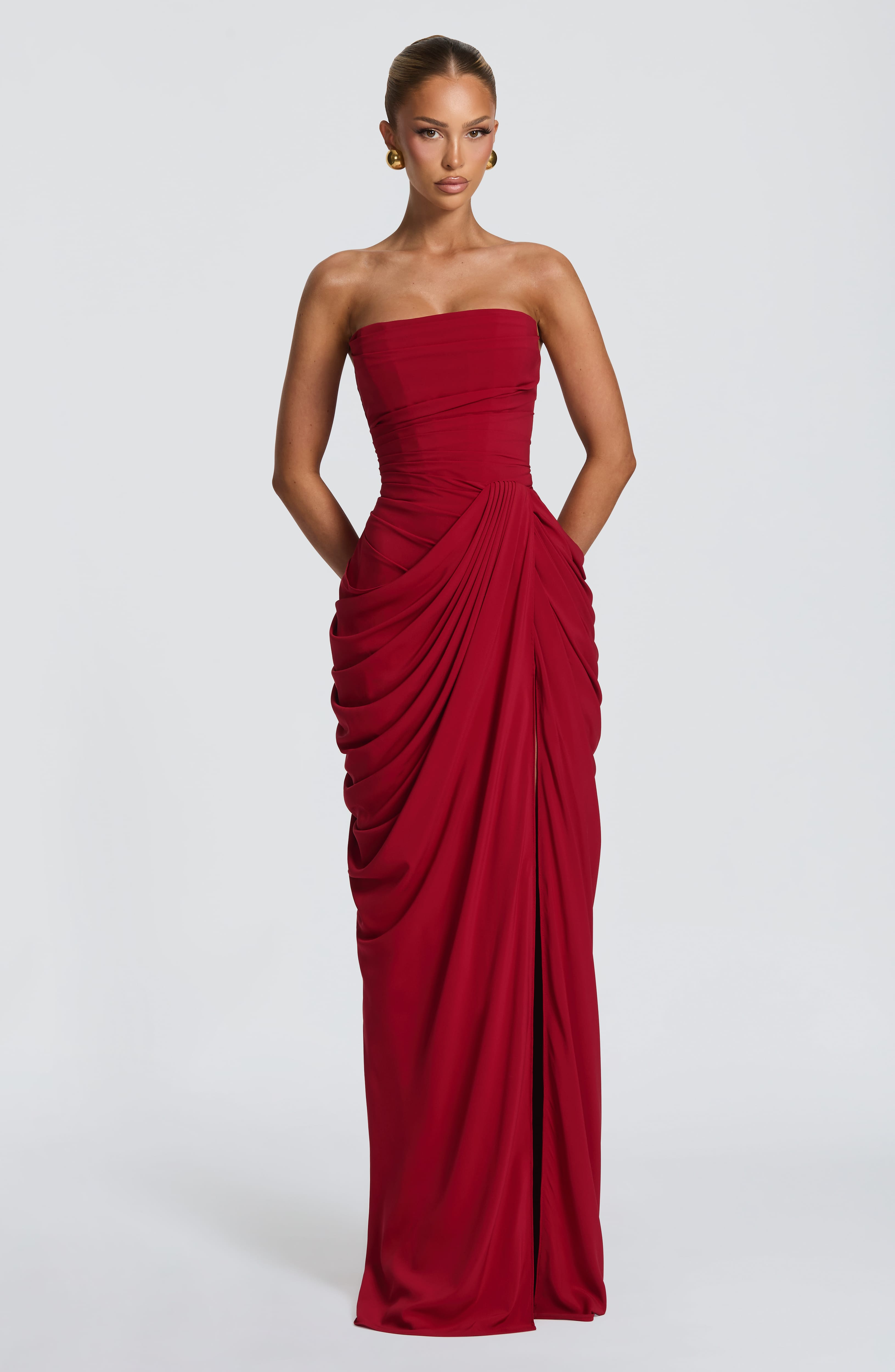 Cyra Maxi Dress – Deep Red