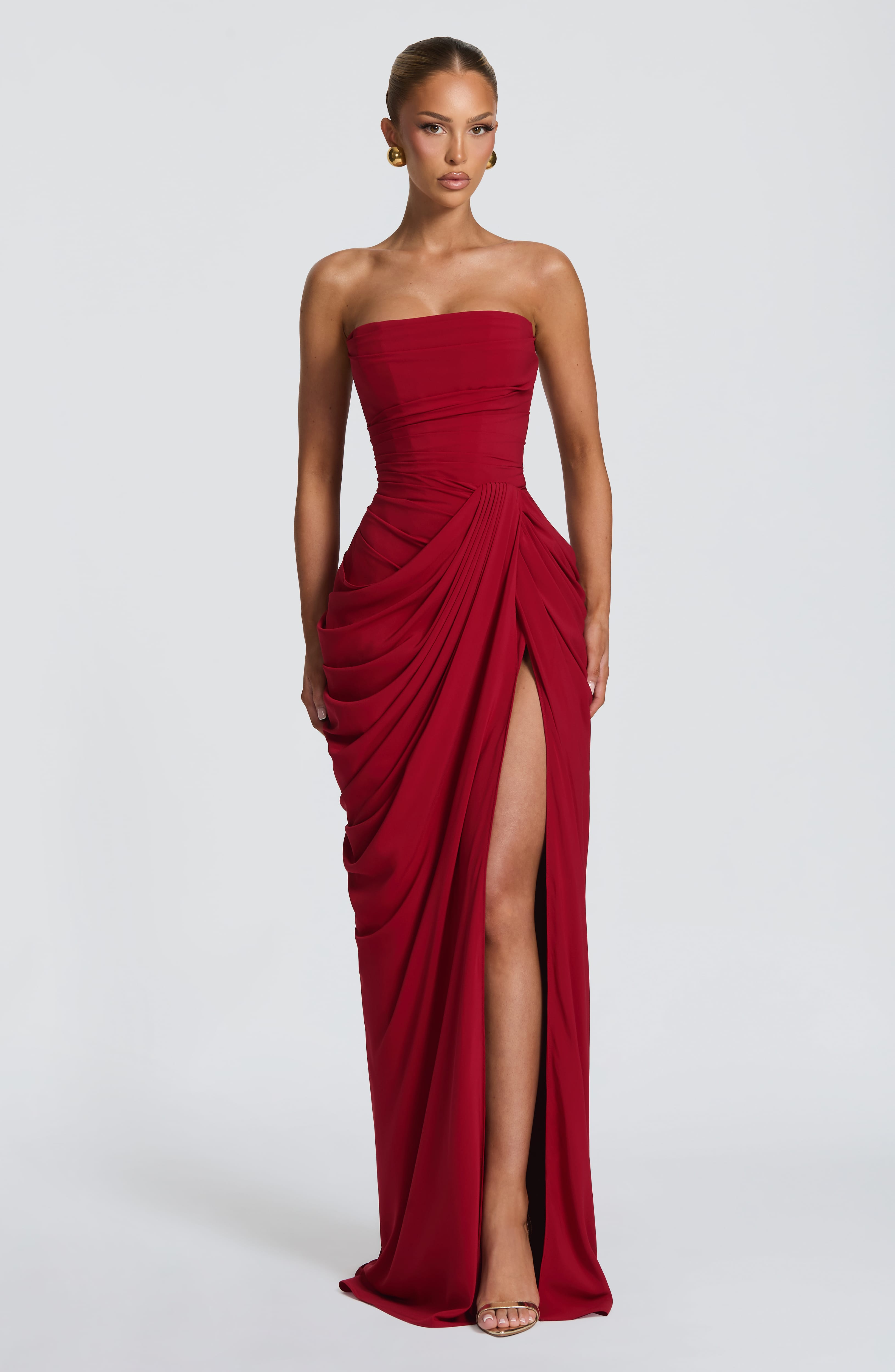 Cyra Maxi Dress – Deep Red
