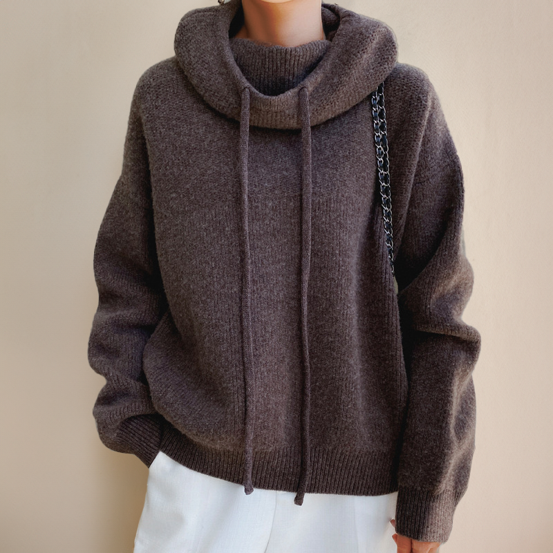 High-Neck Knit Sweater