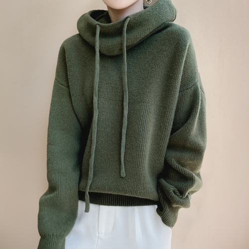 High-Neck Knit Sweater