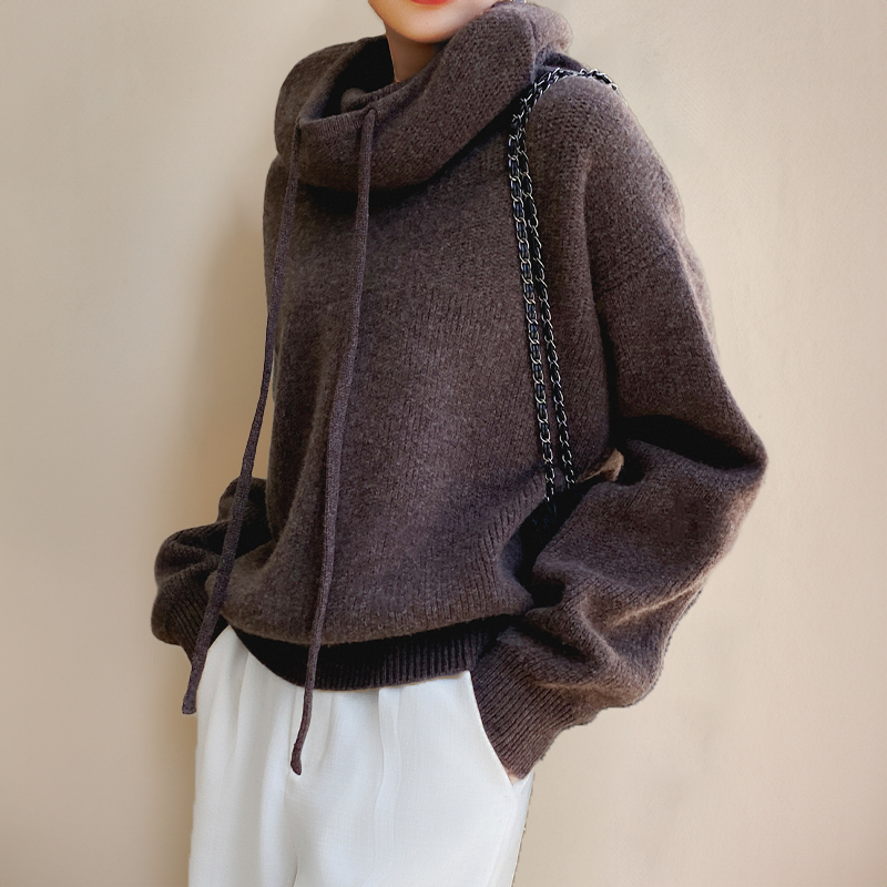 High-Neck Knit Sweater
