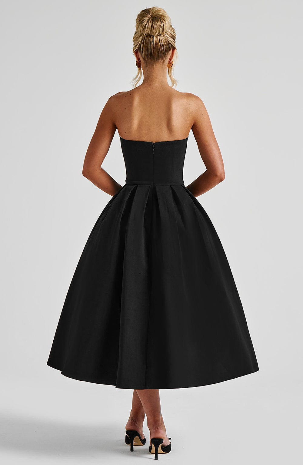 Women's Black Floral Midi Dress