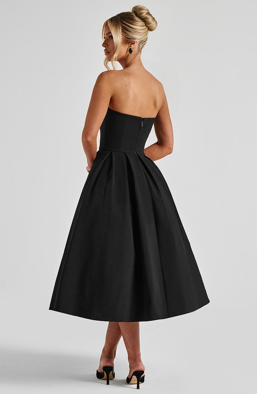 Women's Black Floral Midi Dress