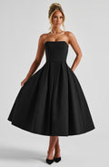 Women's Black Floral Midi Dress