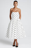 Women's Black & White Polka Dot Midi Dress