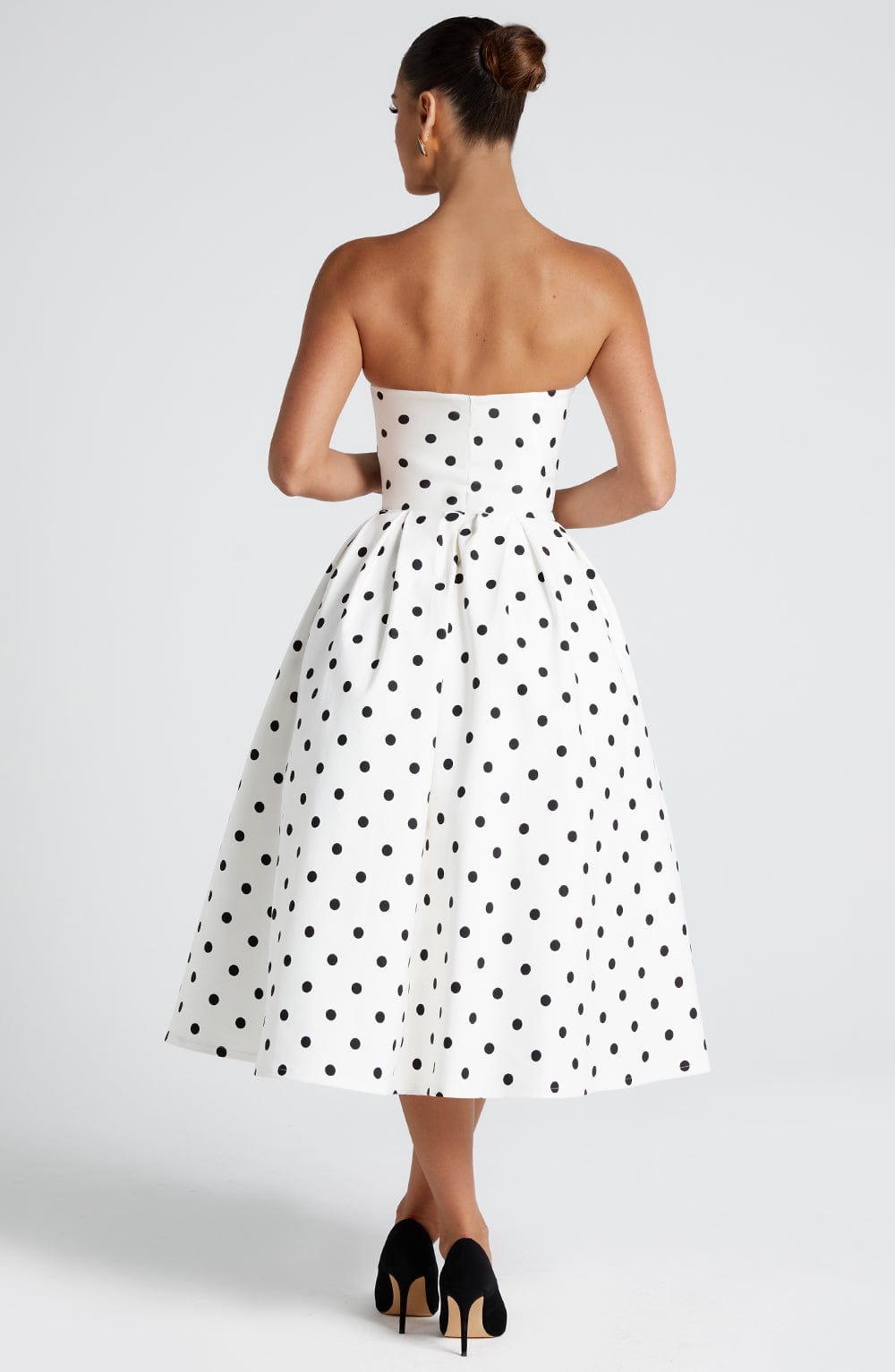 Women's Black & White Polka Dot Midi Dress