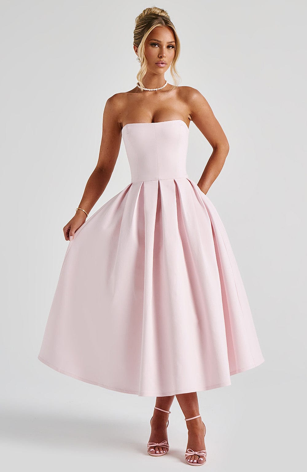 Women's Blush Floral Midi Dress