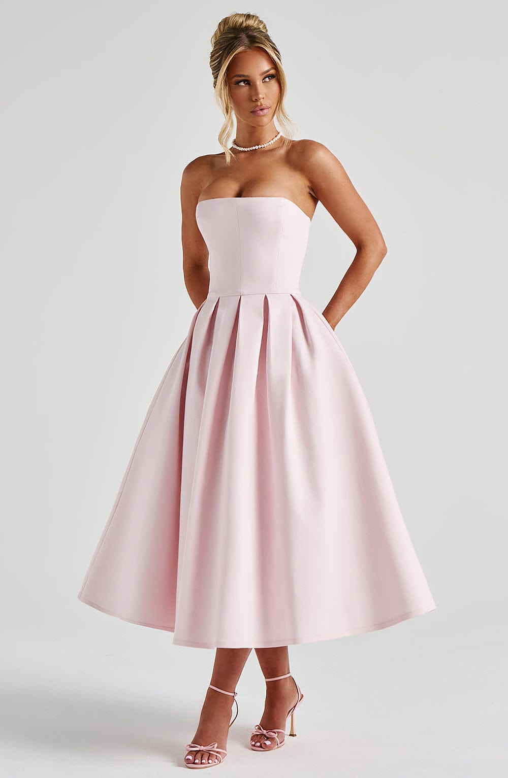 Women's Blush Floral Midi Dress