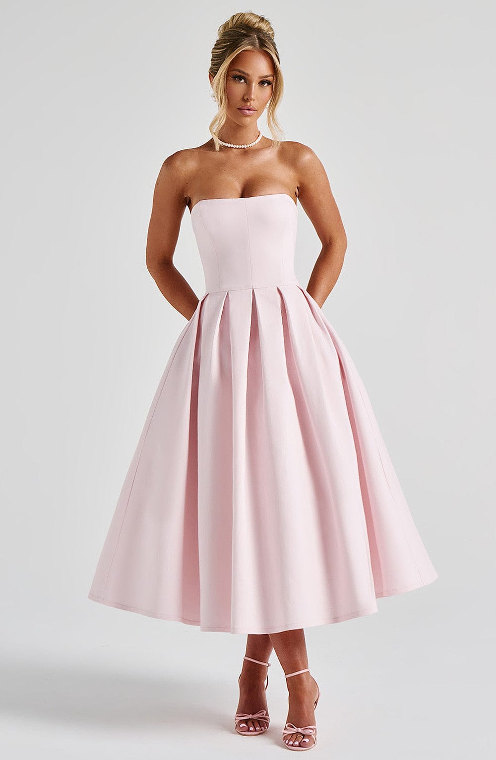 Women's Blush Floral Midi Dress