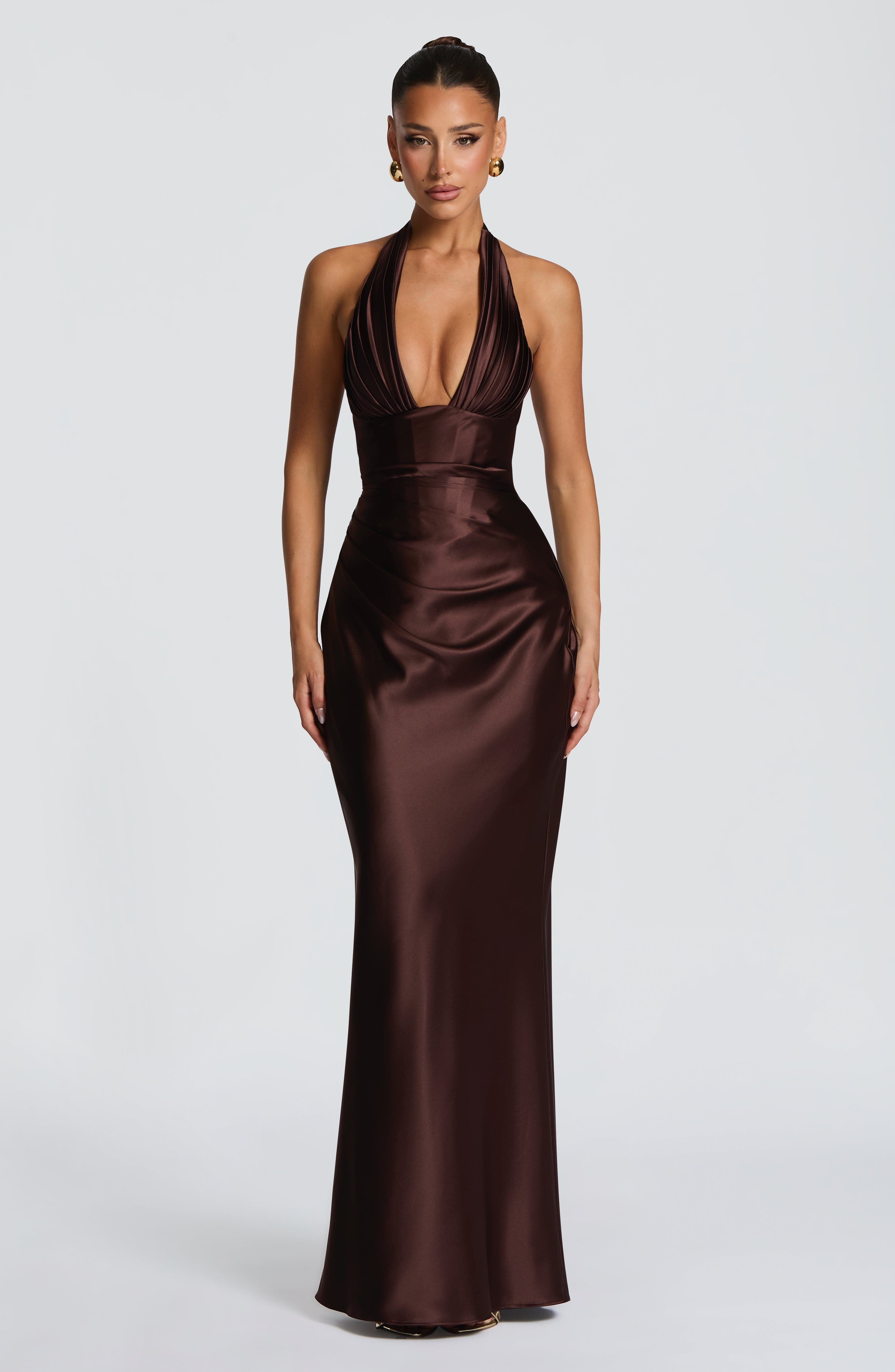 Elowen Maxi Dress – Plum Brown