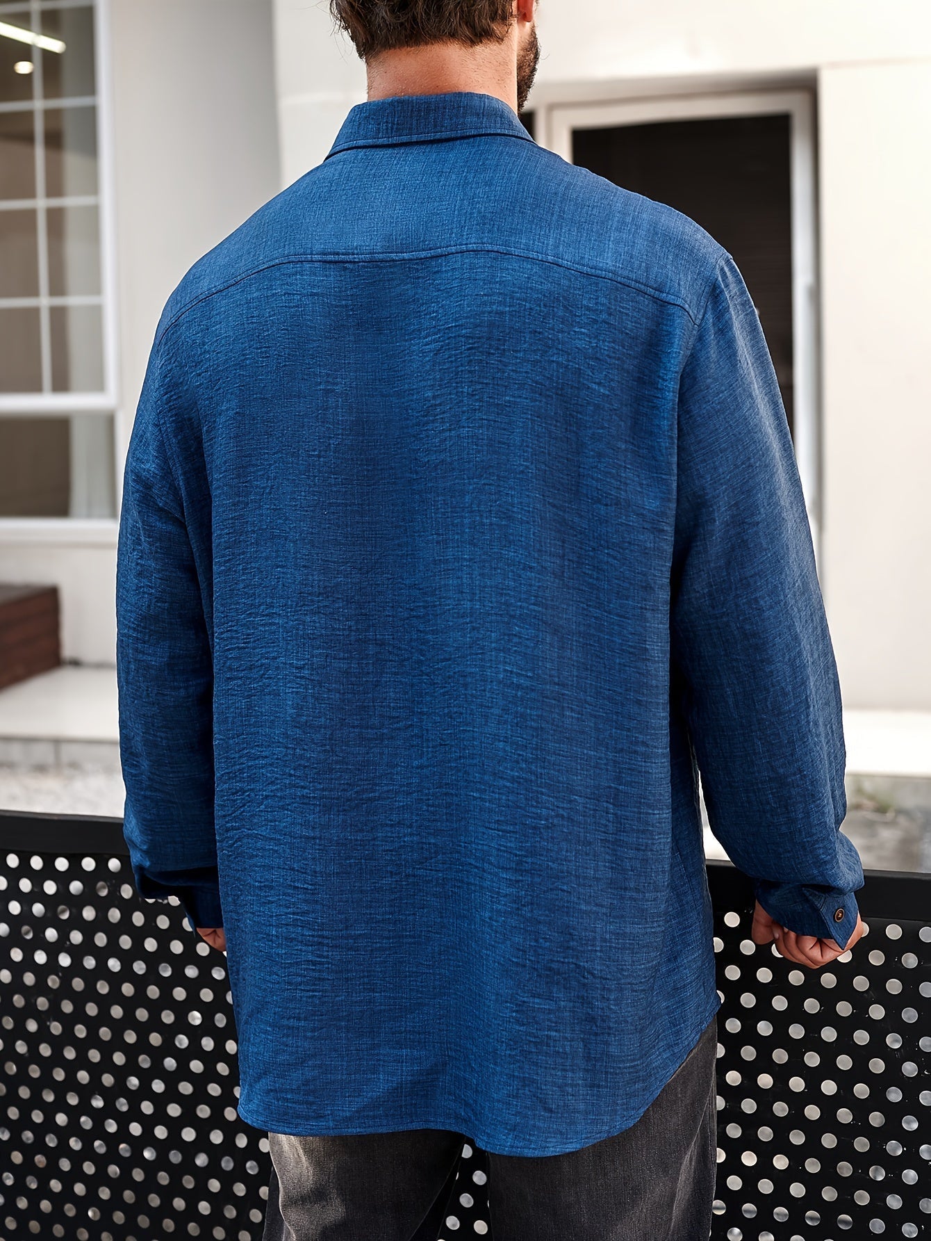 Men's Casual Shirt – Blue (Extended Sizes)