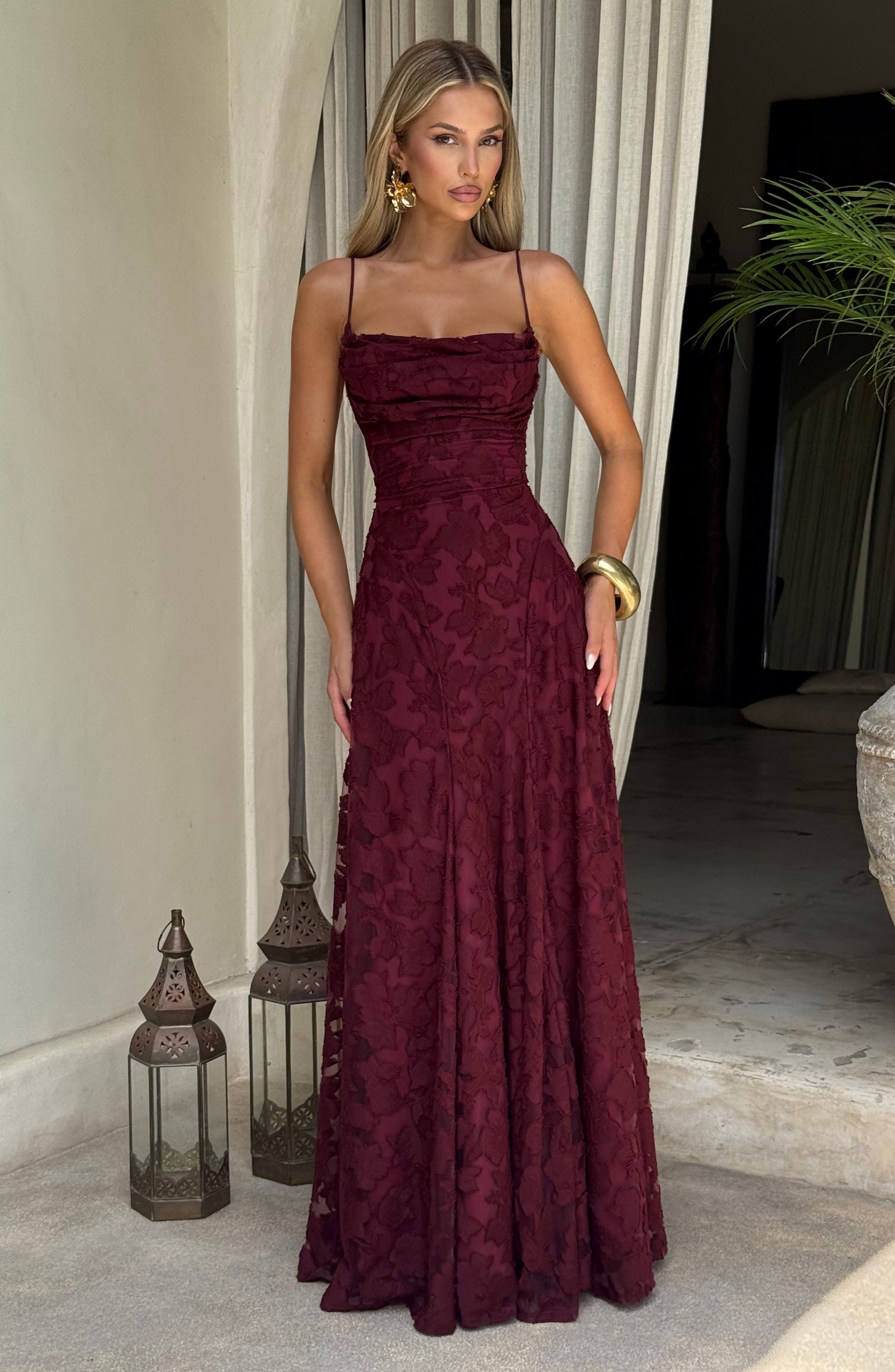 Camille Maxi Dress – Cherry Lacquer