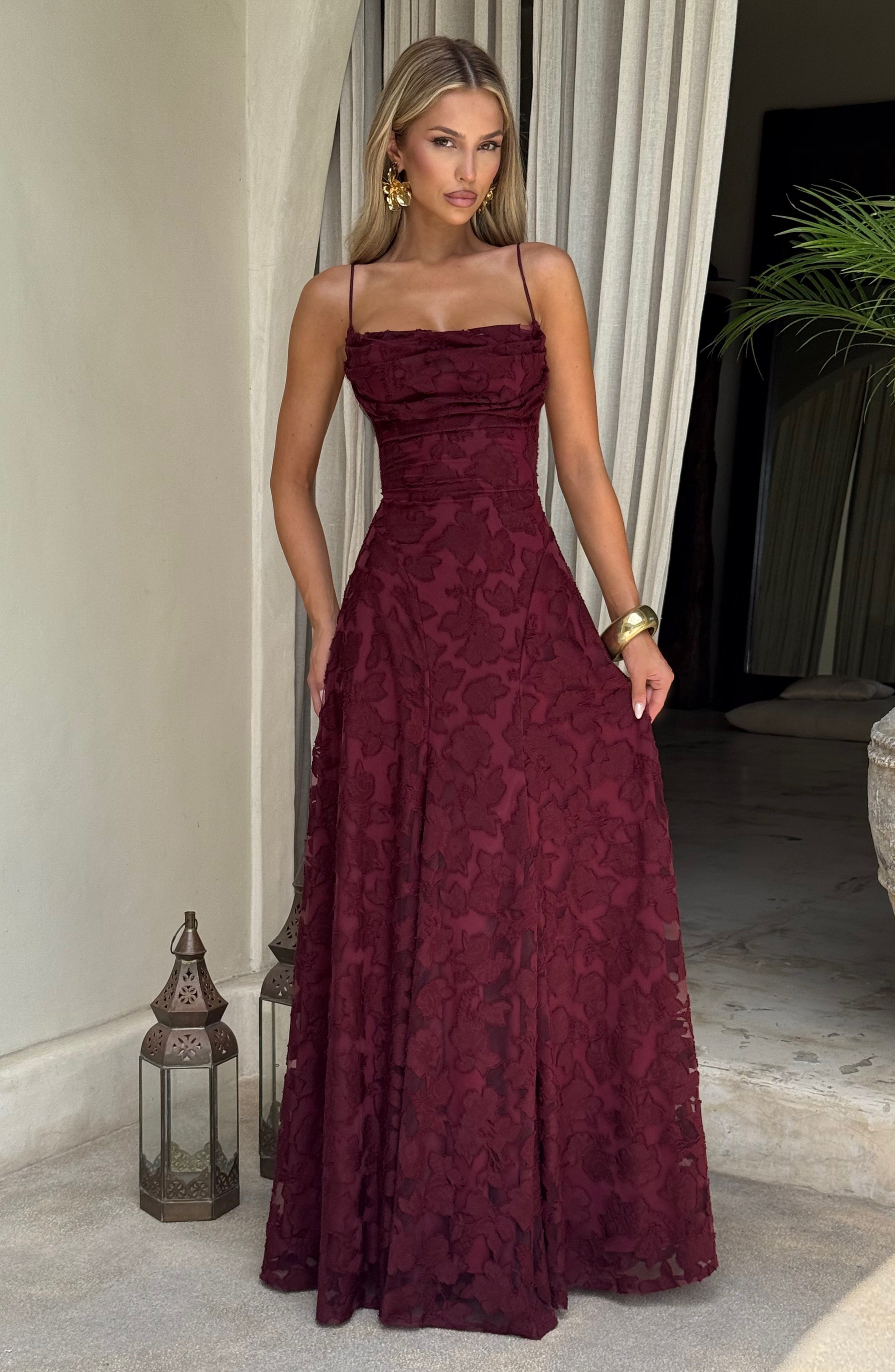 Camille Maxi Dress – Cherry Lacquer