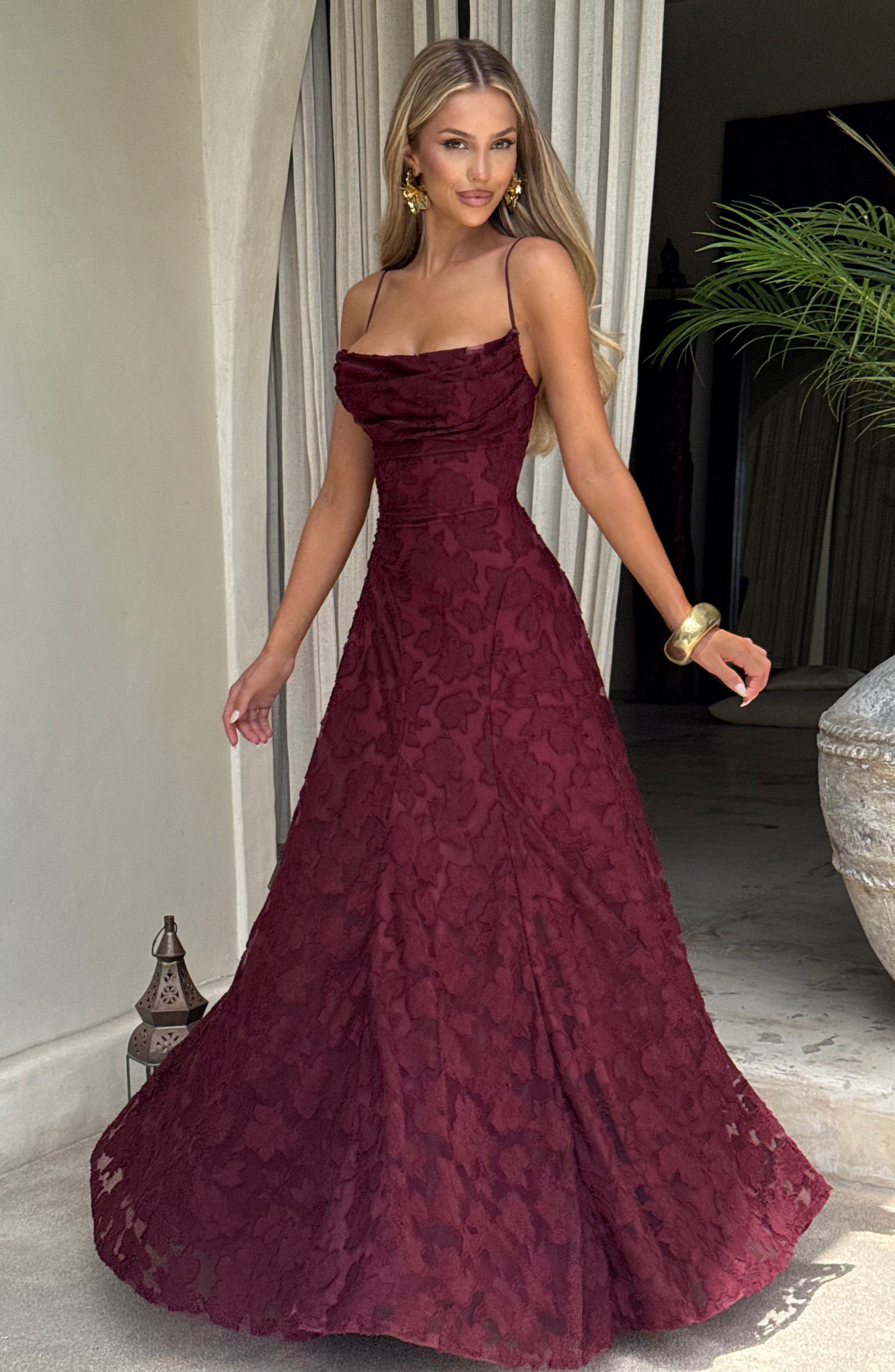 Camille Maxi Dress – Cherry Lacquer