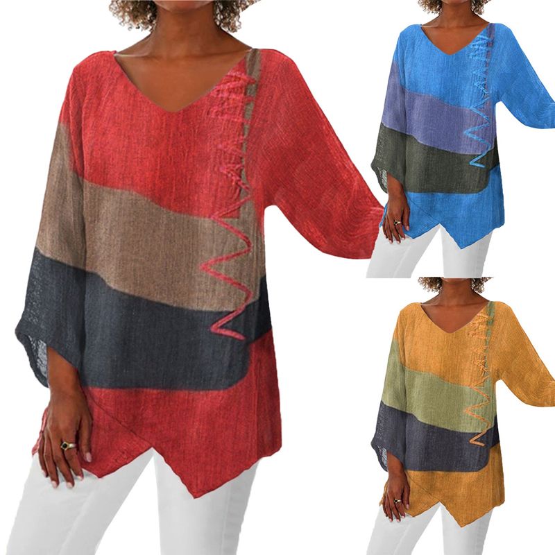 Women's Artistic V-Neck Blouse