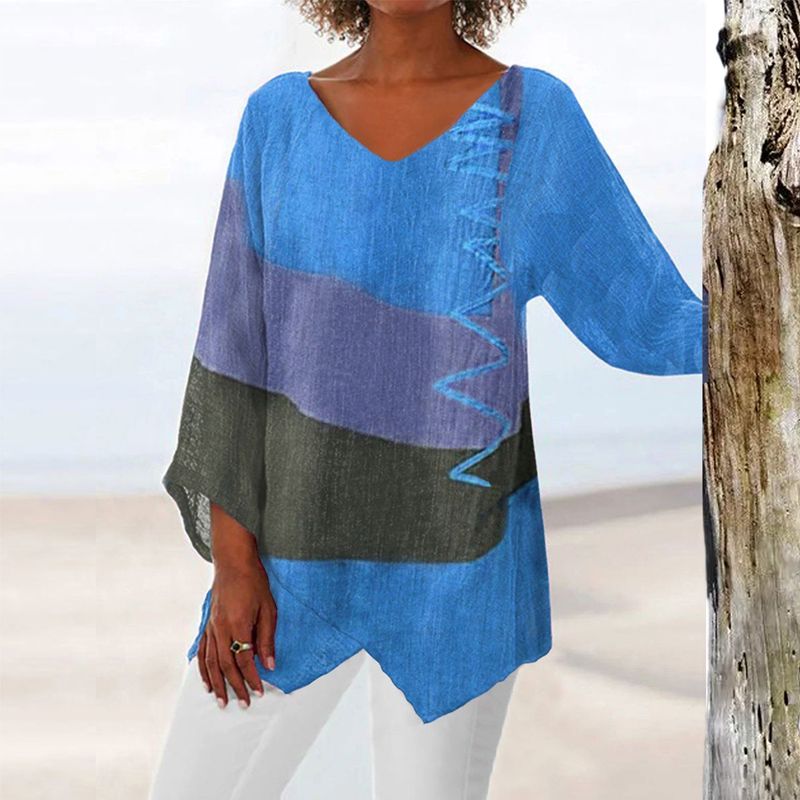 Women's Artistic V-Neck Blouse
