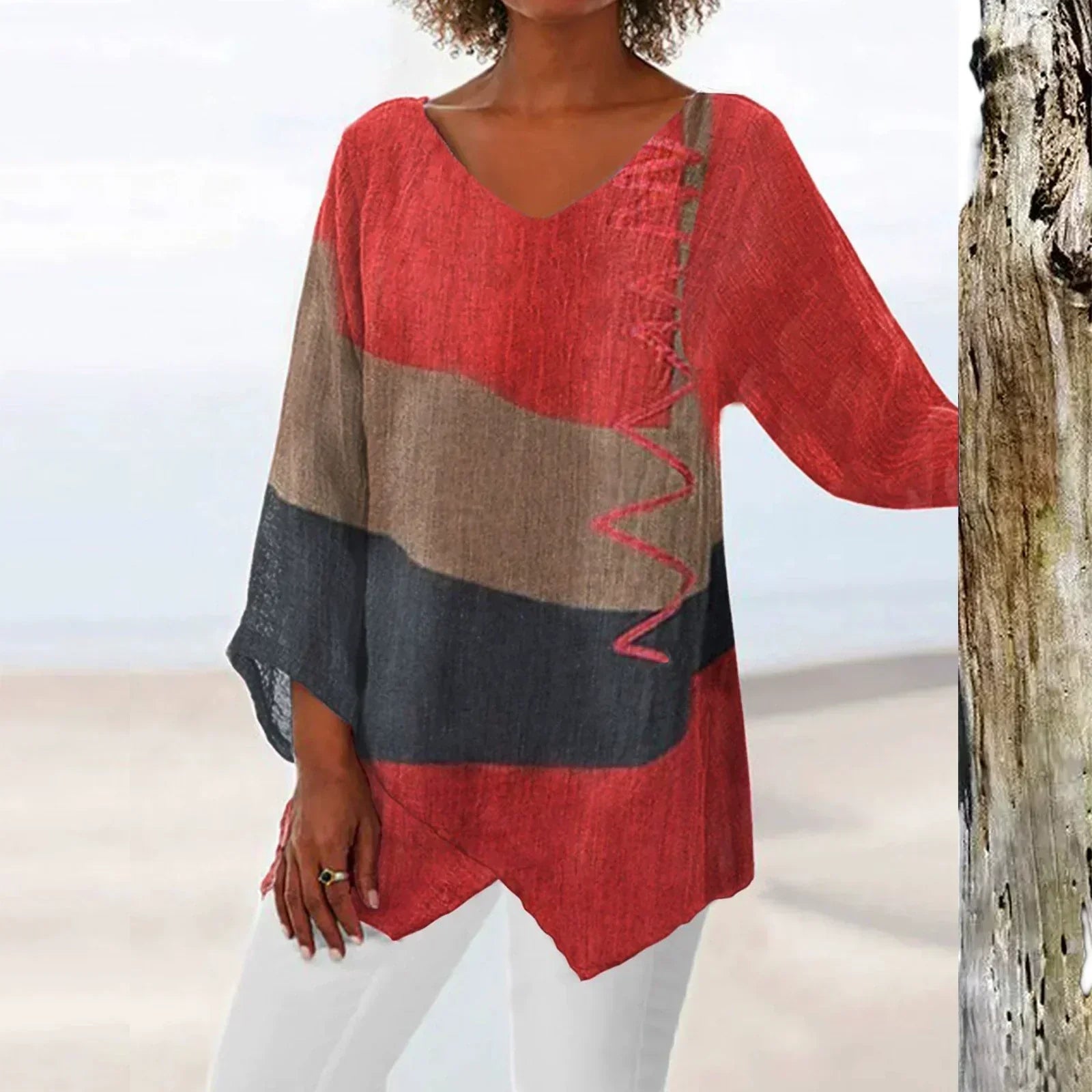 Women's Artistic V-Neck Blouse