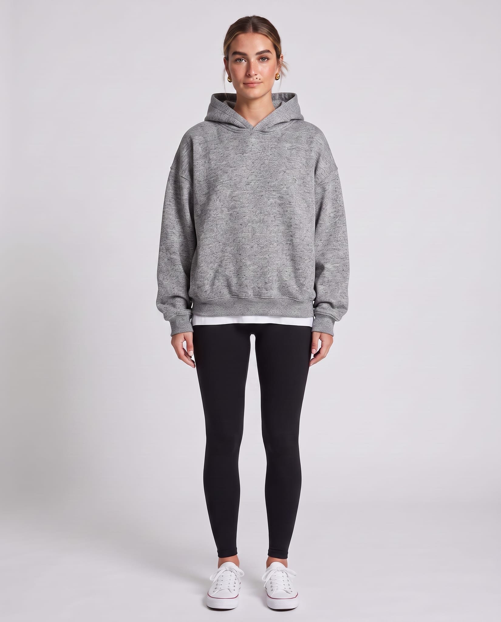 Women's Oversized Everyday Hoodie Gray – model front view