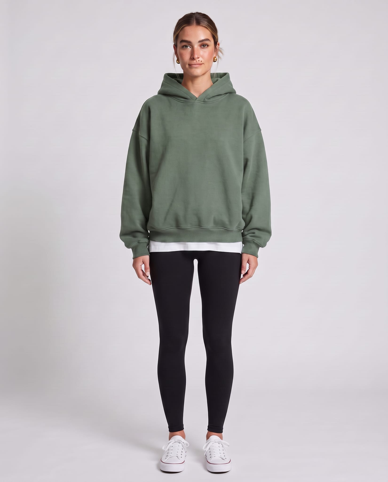 Women's Oversized Everyday Hoodie Green – model front view