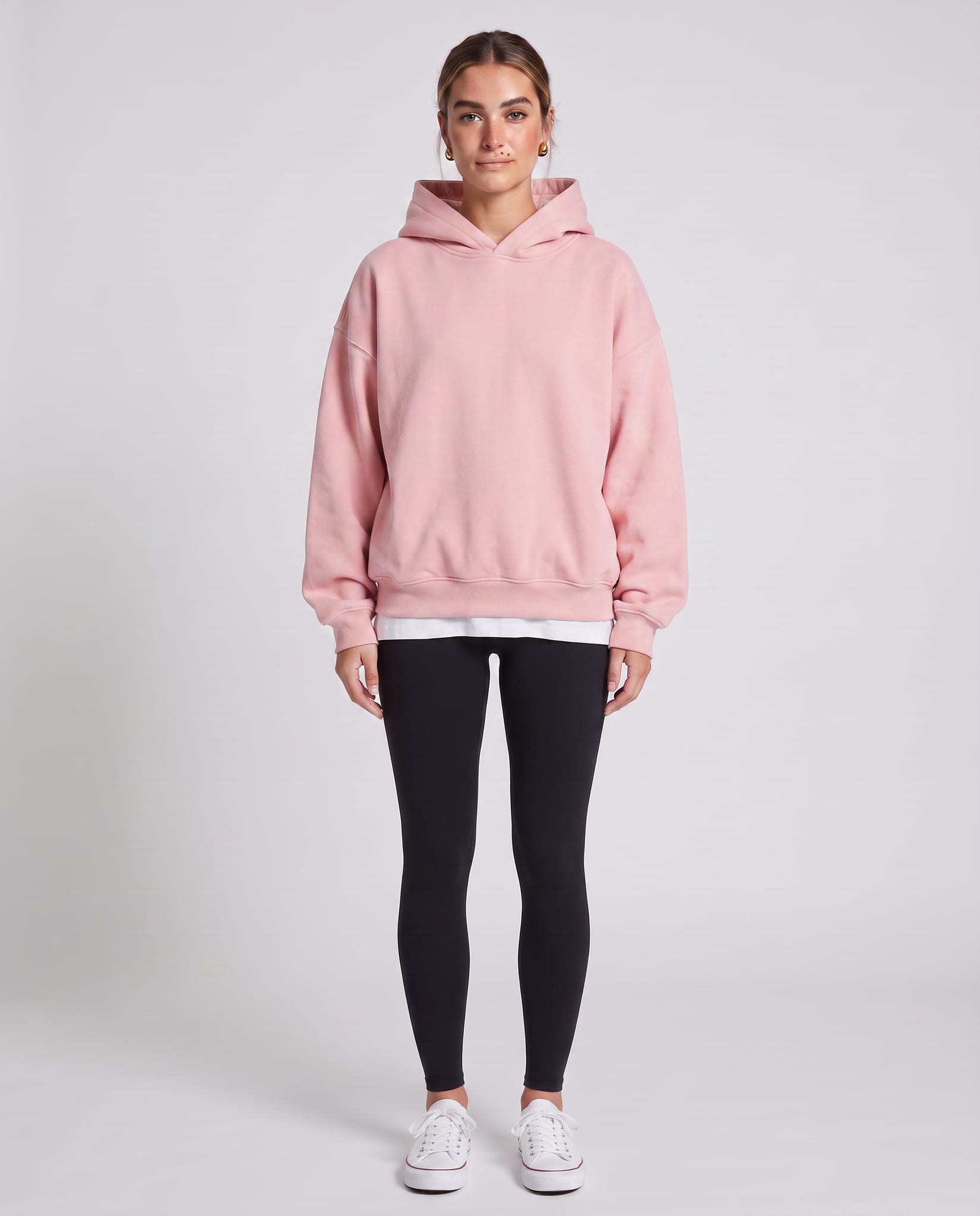 Women's Oversized Everyday Hoodie Pink – model front view