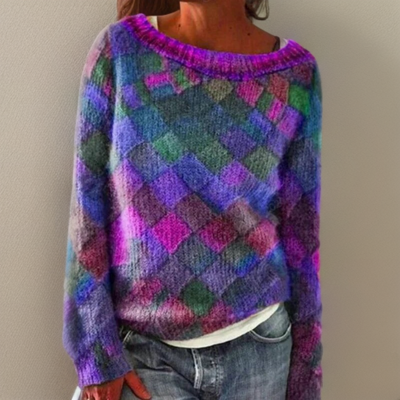 Women's Checked Sweater – Lilac