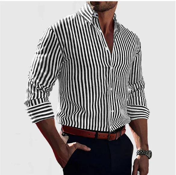 Casual Striped Shirt – Black