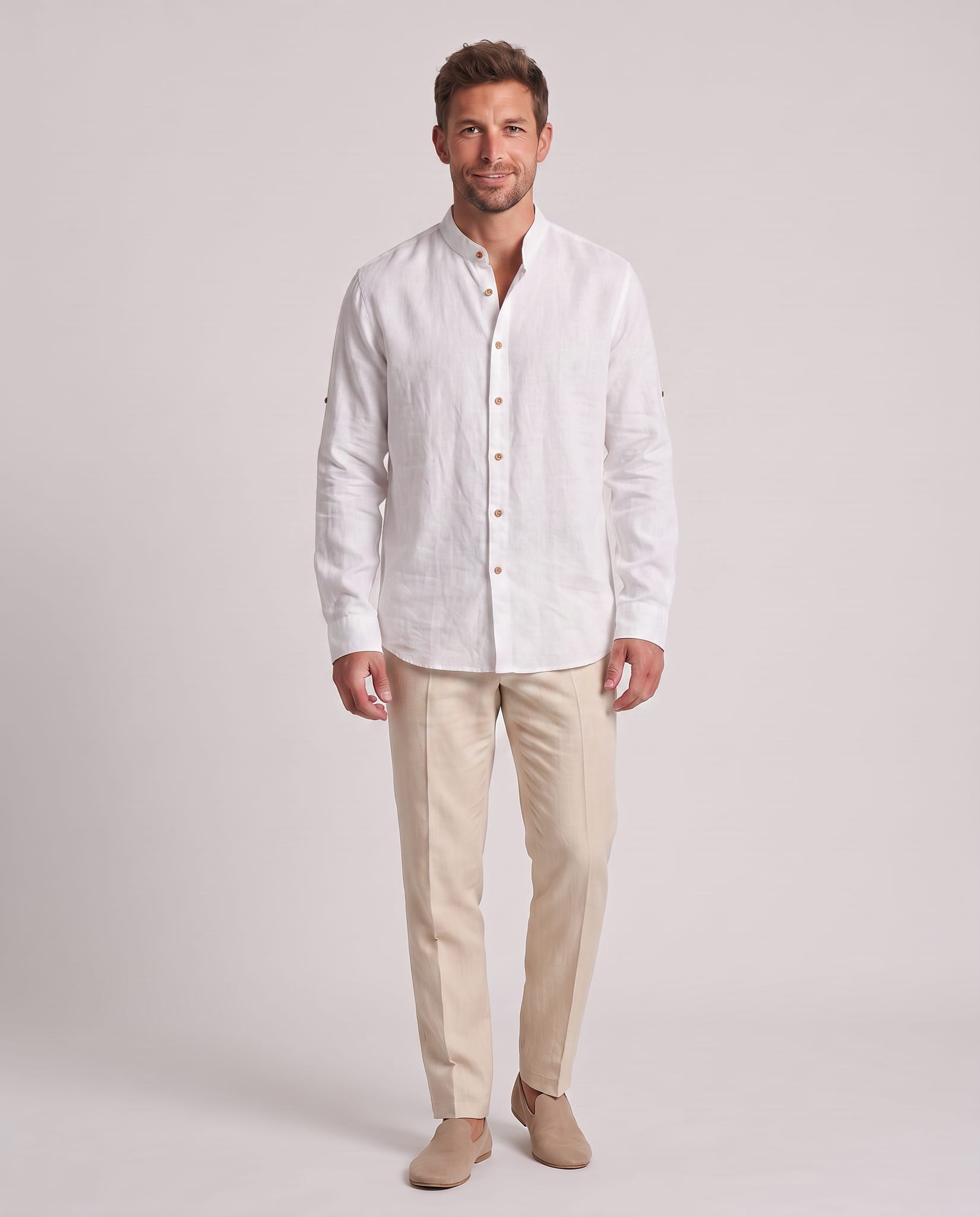 Japanese Style Katana Oversized Shirt White – model front view