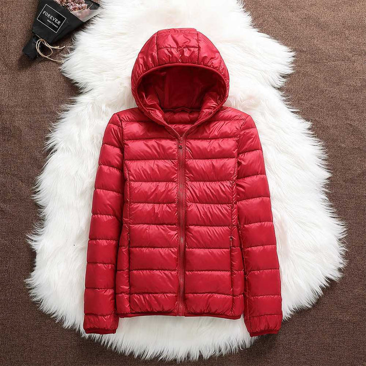 Quilted Jacket with Hood – Red