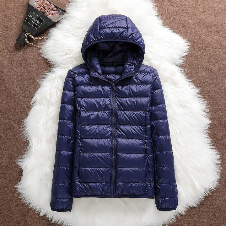 Quilted Jacket with Hood – Navy Blue