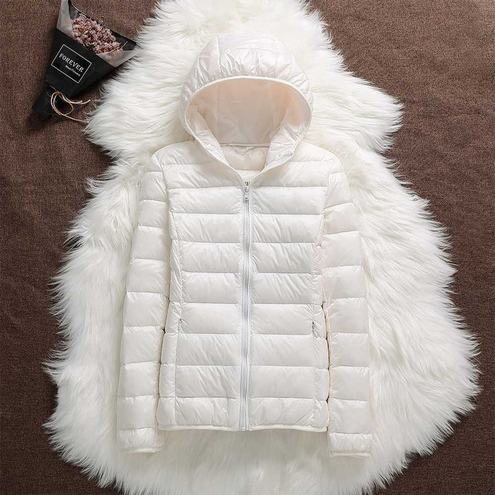 Quilted Jacket with Hood – White
