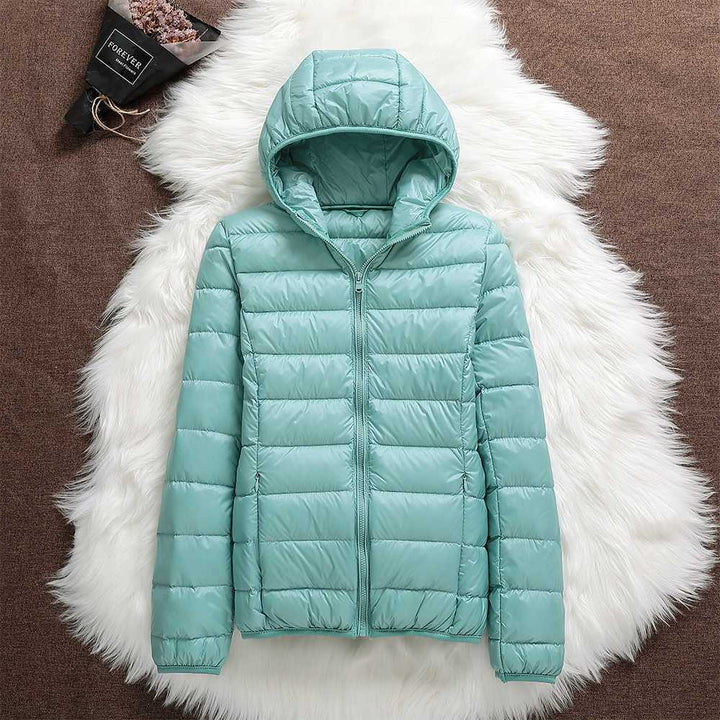 Quilted Jacket with Hood – Teal