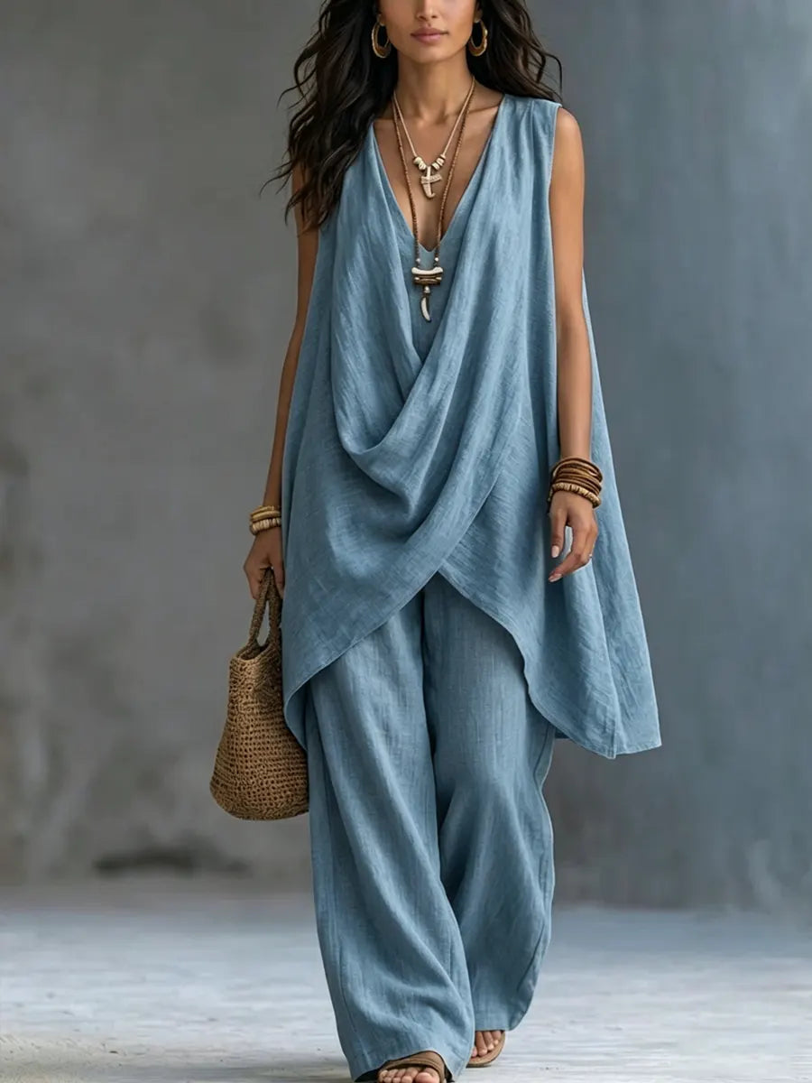 Women's Bohemian Loose Cotton & Linen Set