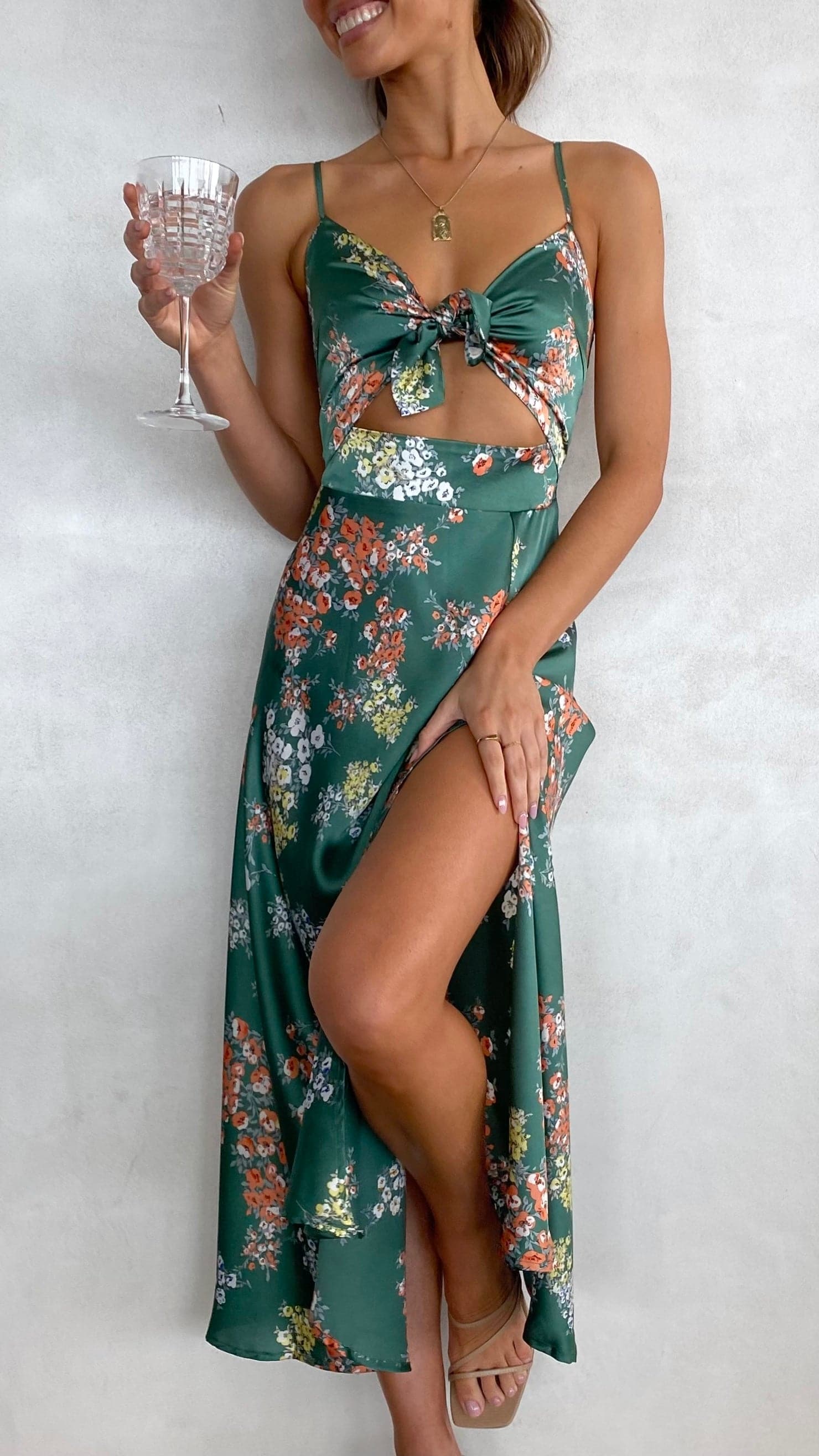Women's Dreamers Midi Dress – Green Floral