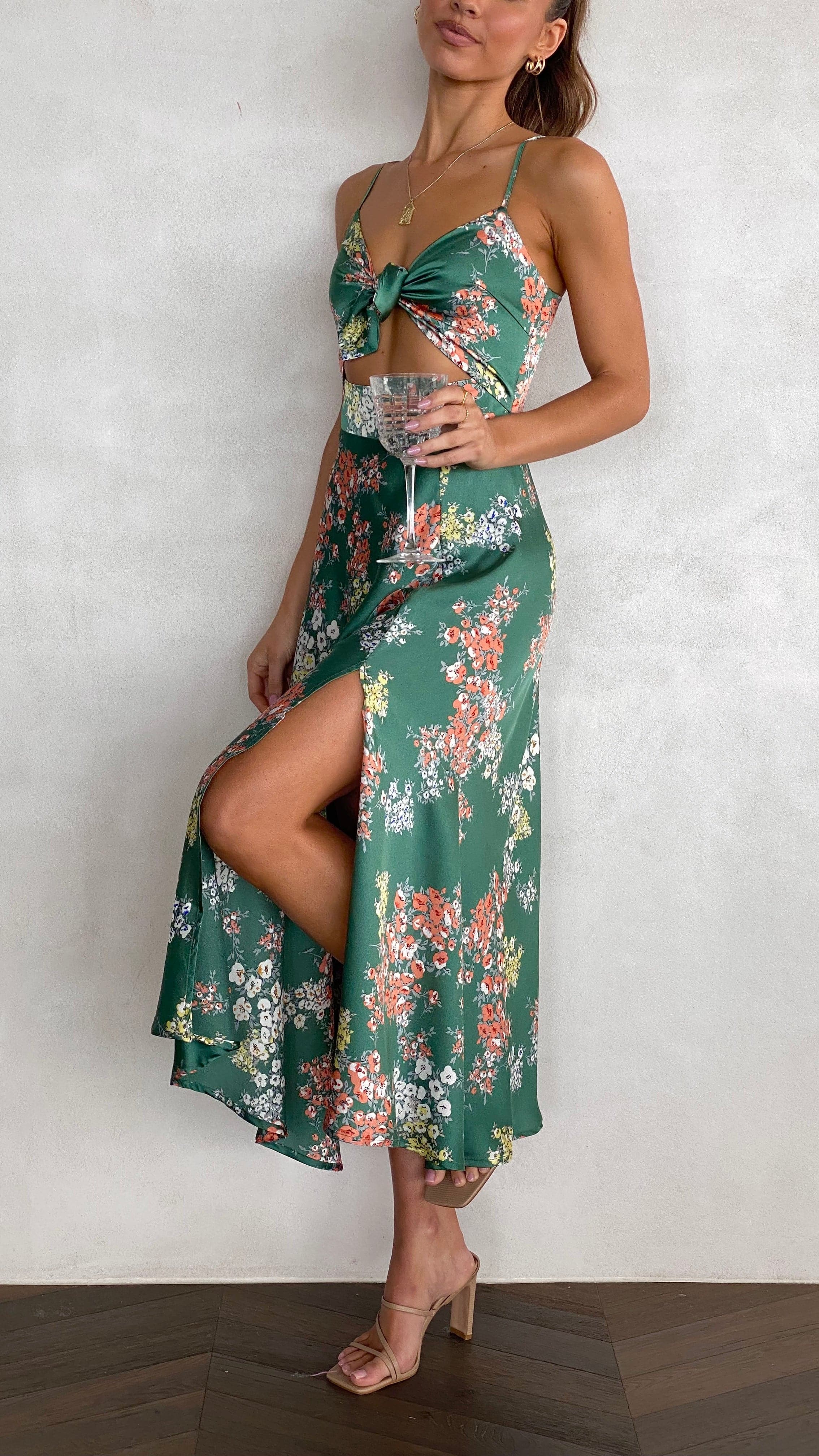 Women's Dreamers Midi Dress – Green Floral