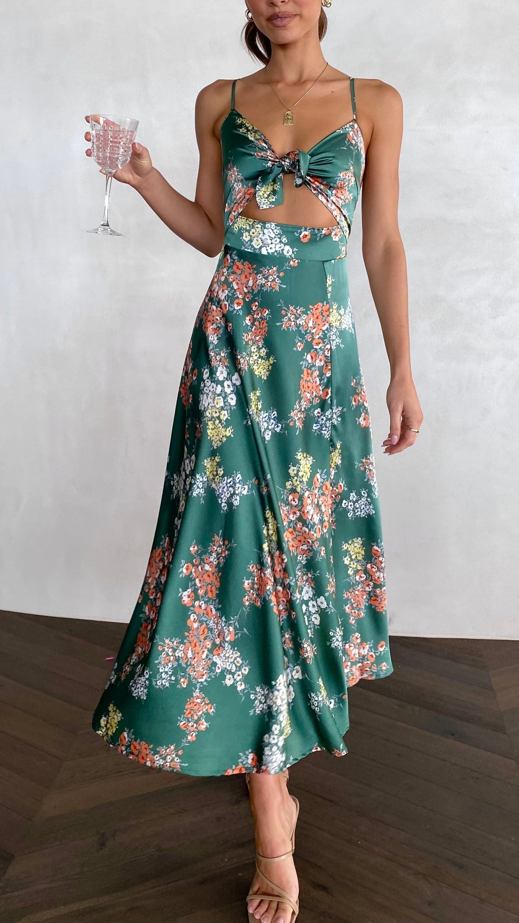 Women's Dreamers Midi Dress – Green Floral