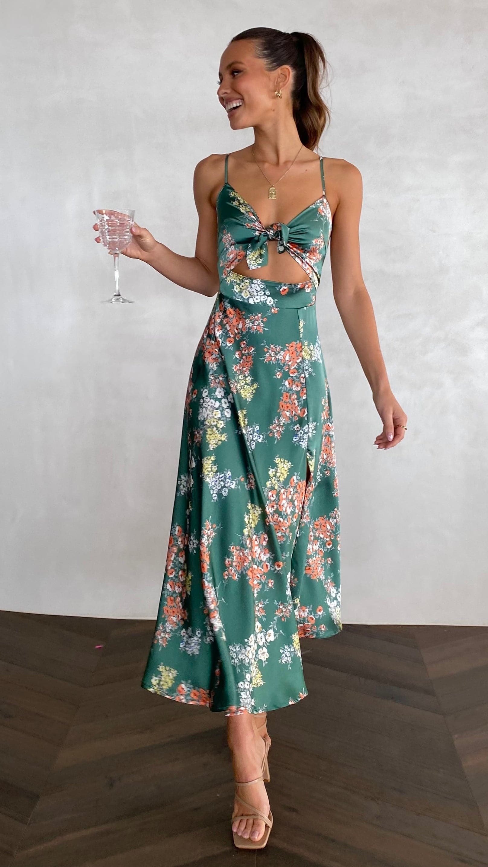 Women's Dreamers Midi Dress – Green Floral