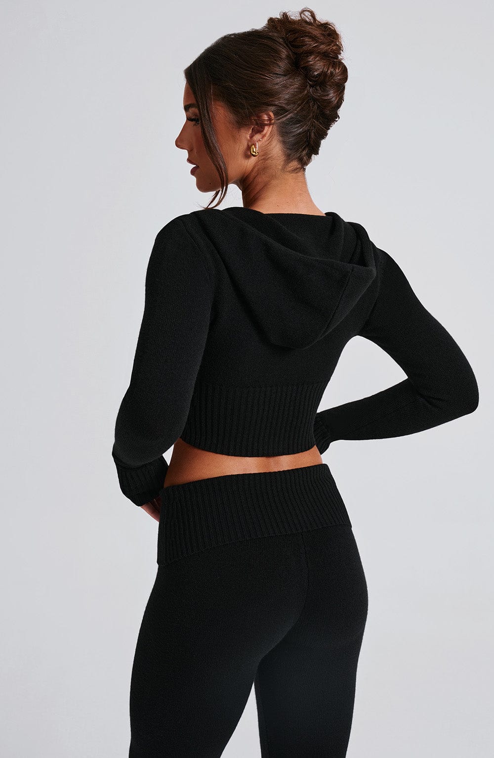 Portia Knit Hoodie – Black