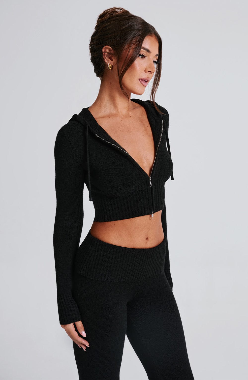 Portia Knit Hoodie – Black