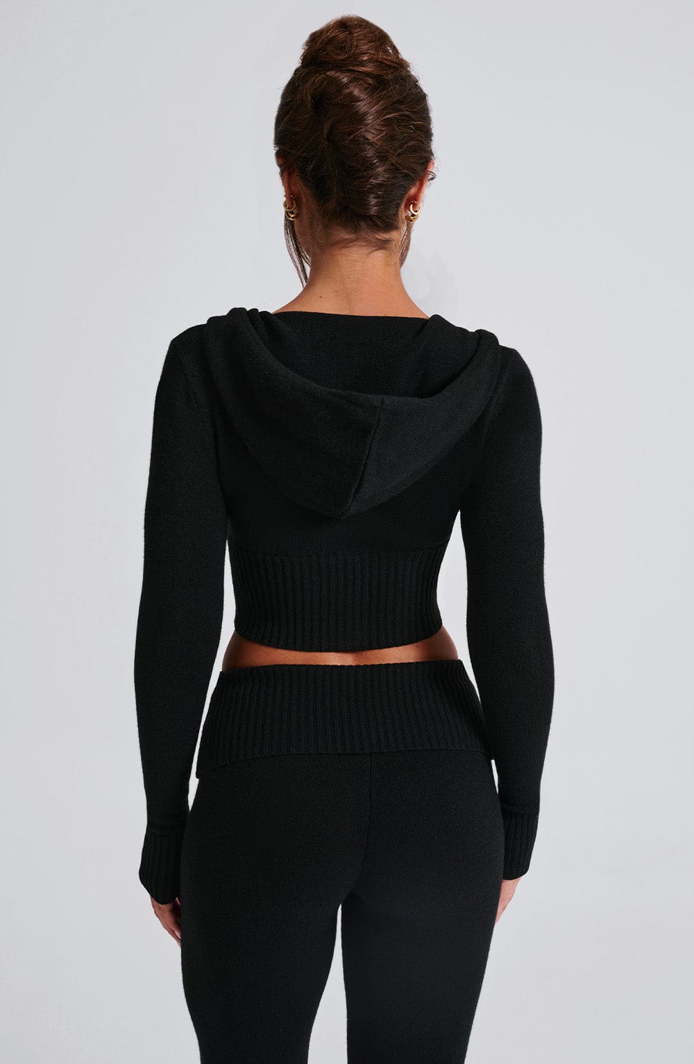 Portia Knit Hoodie – Black