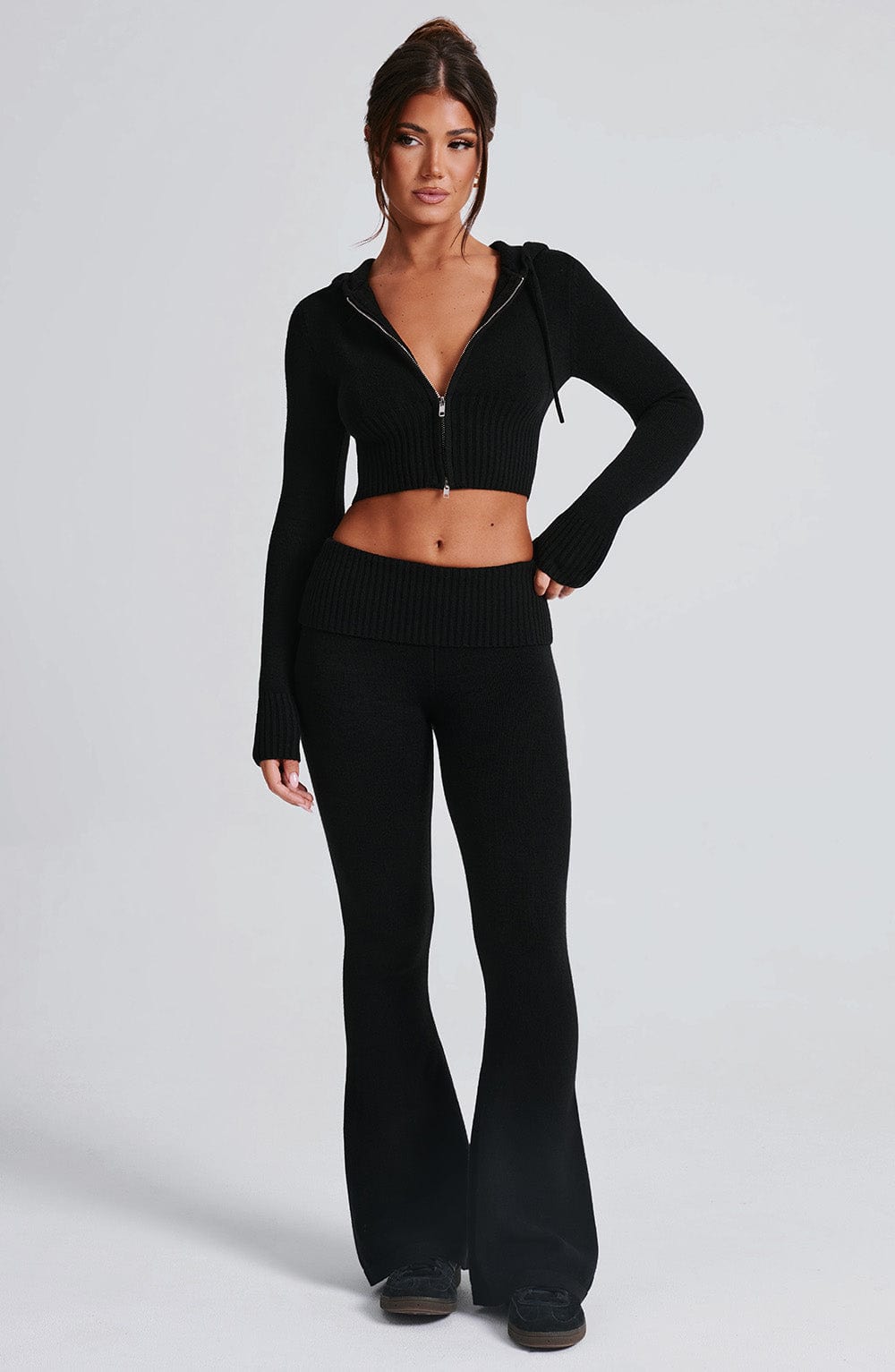 Portia Knit Hoodie – Black