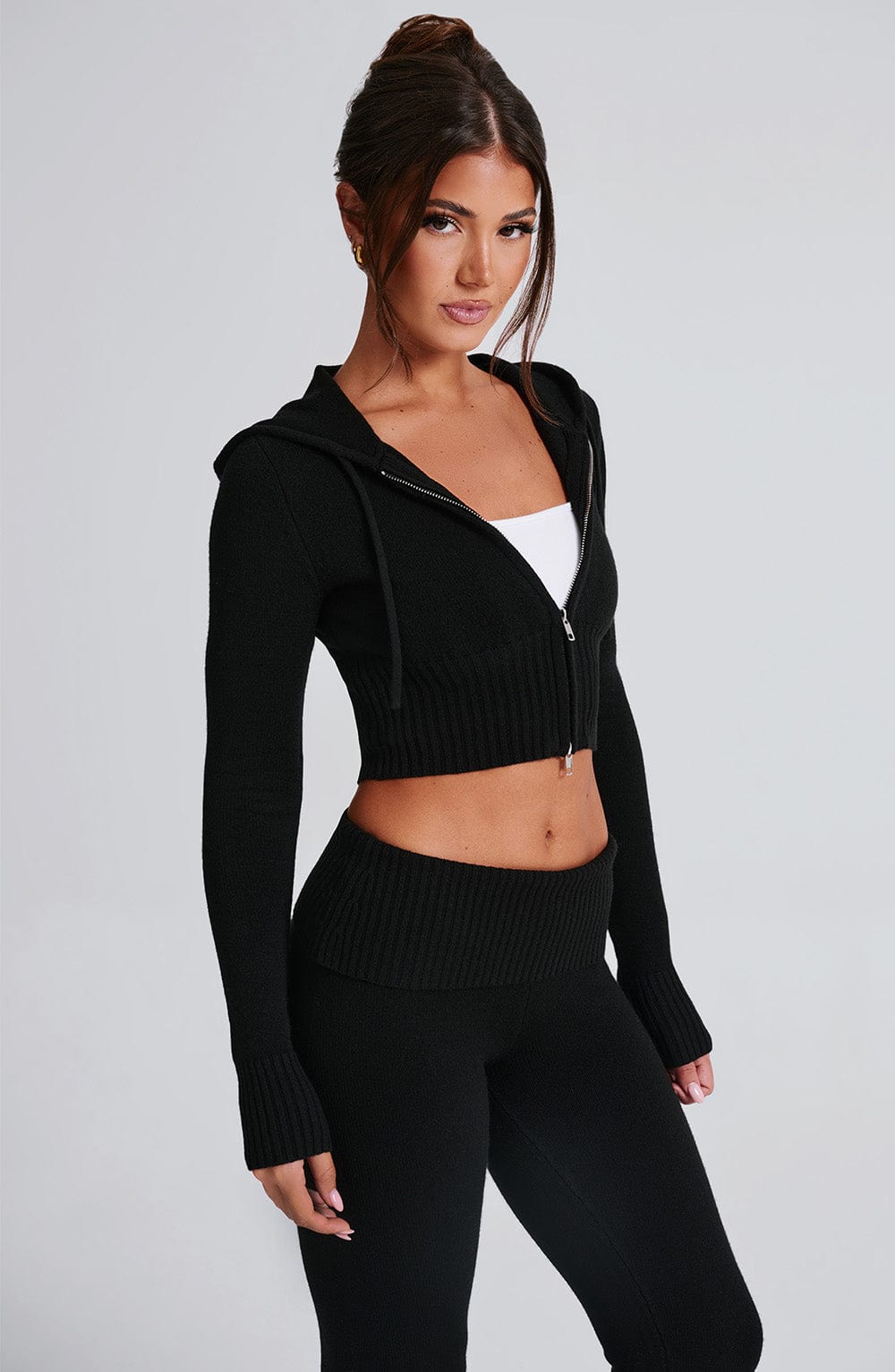 Portia Knit Hoodie – Black