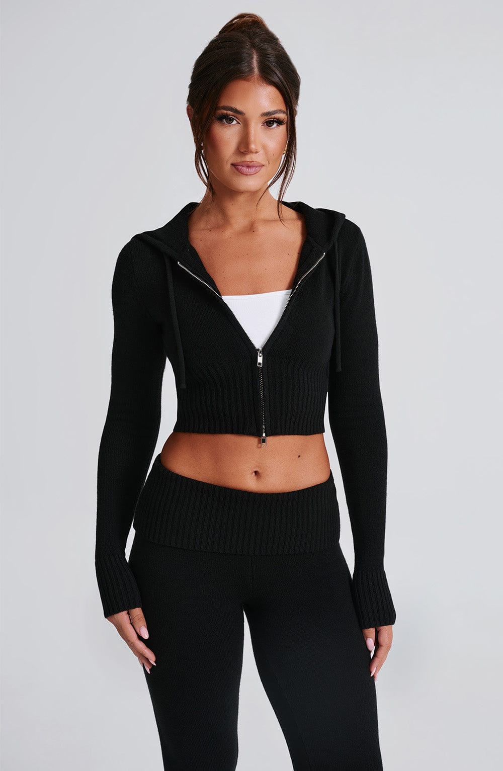 Portia Knit Hoodie – Black