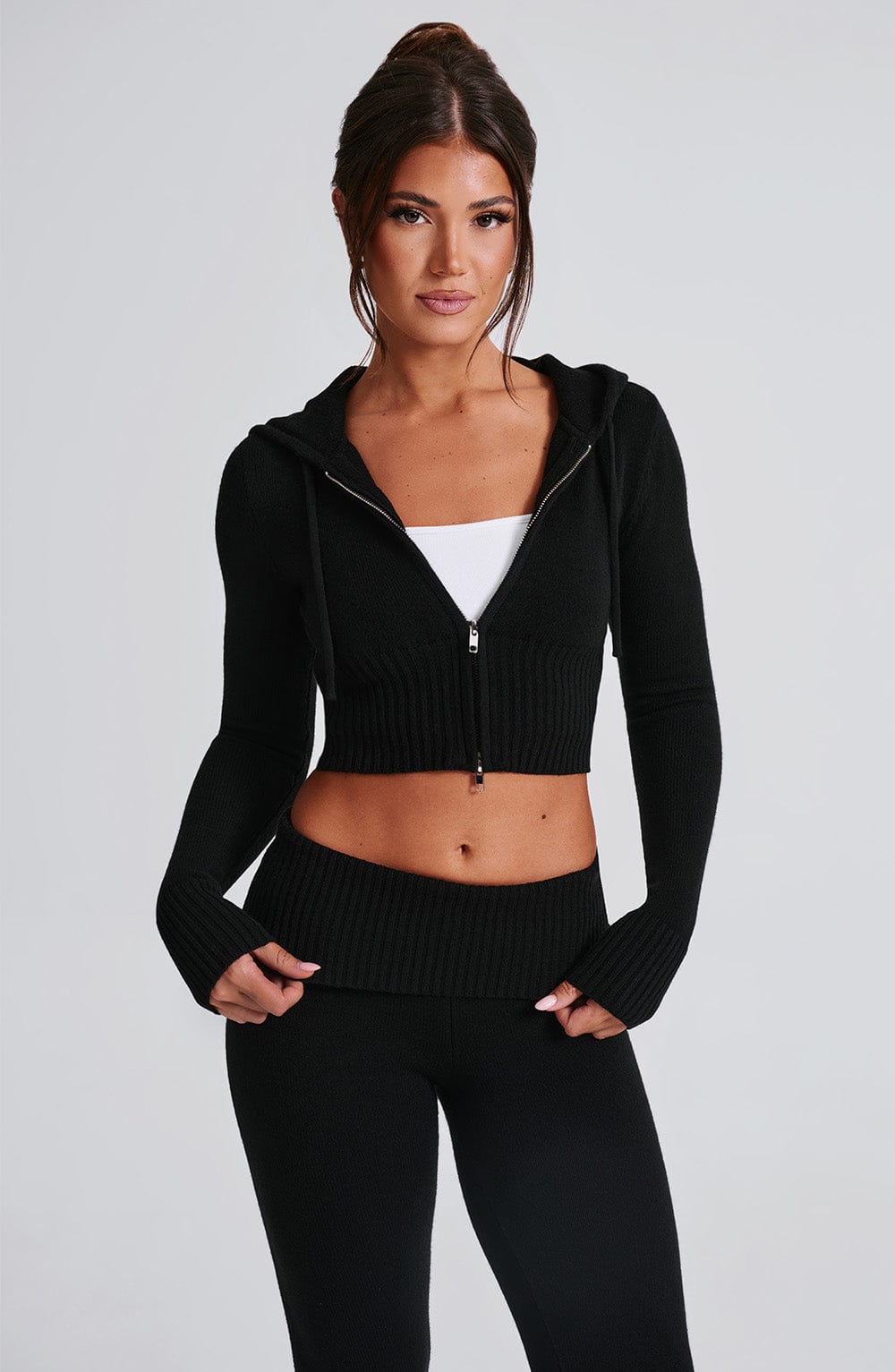 Portia Knit Hoodie – Black