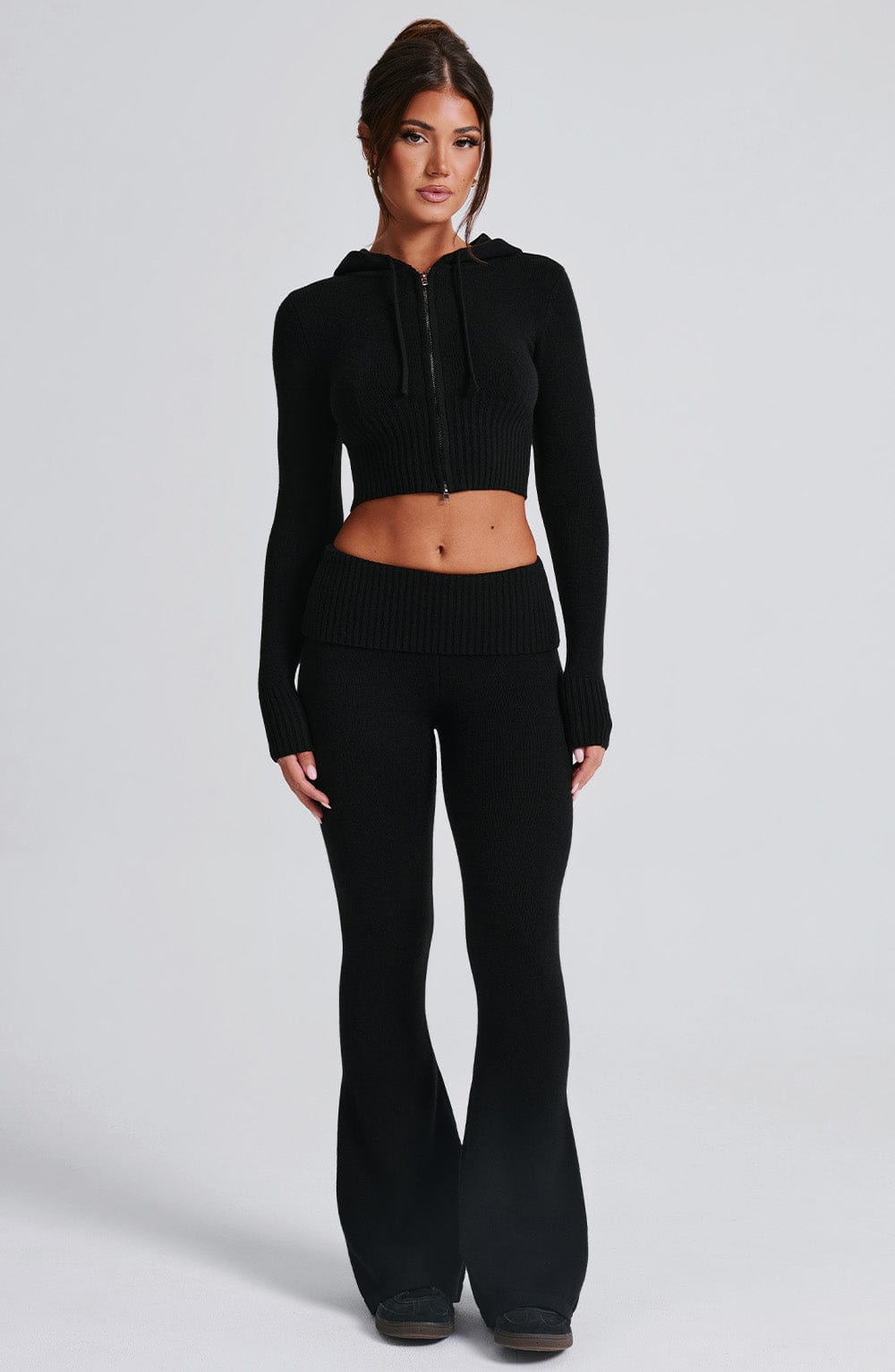 Portia Knit Hoodie – Black