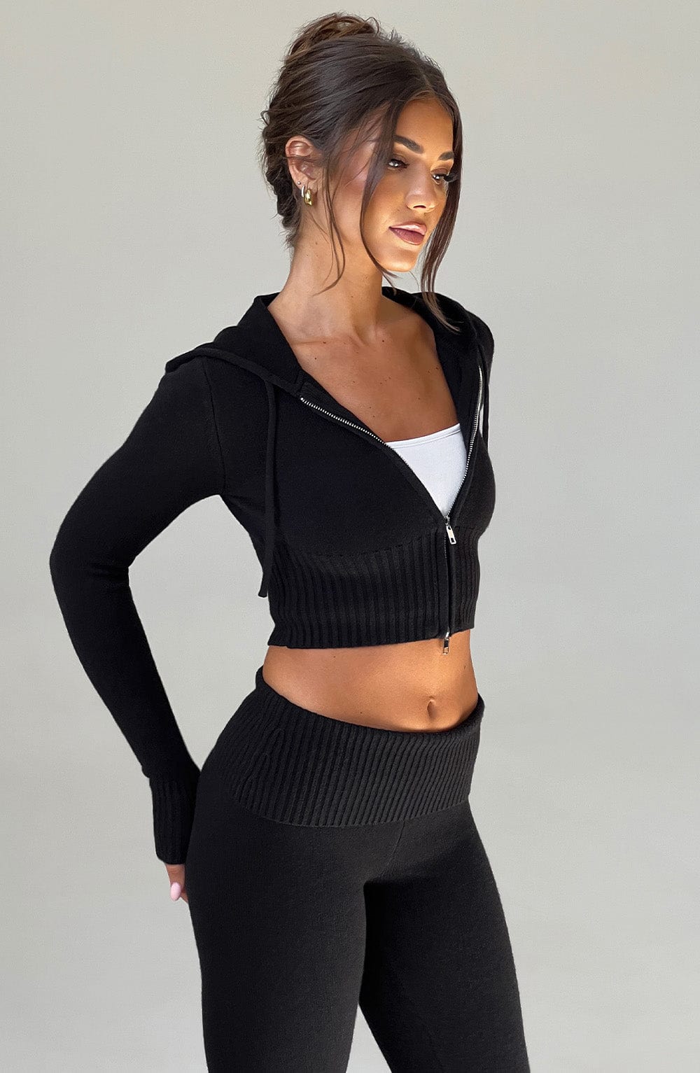 Portia Knit Hoodie – Black