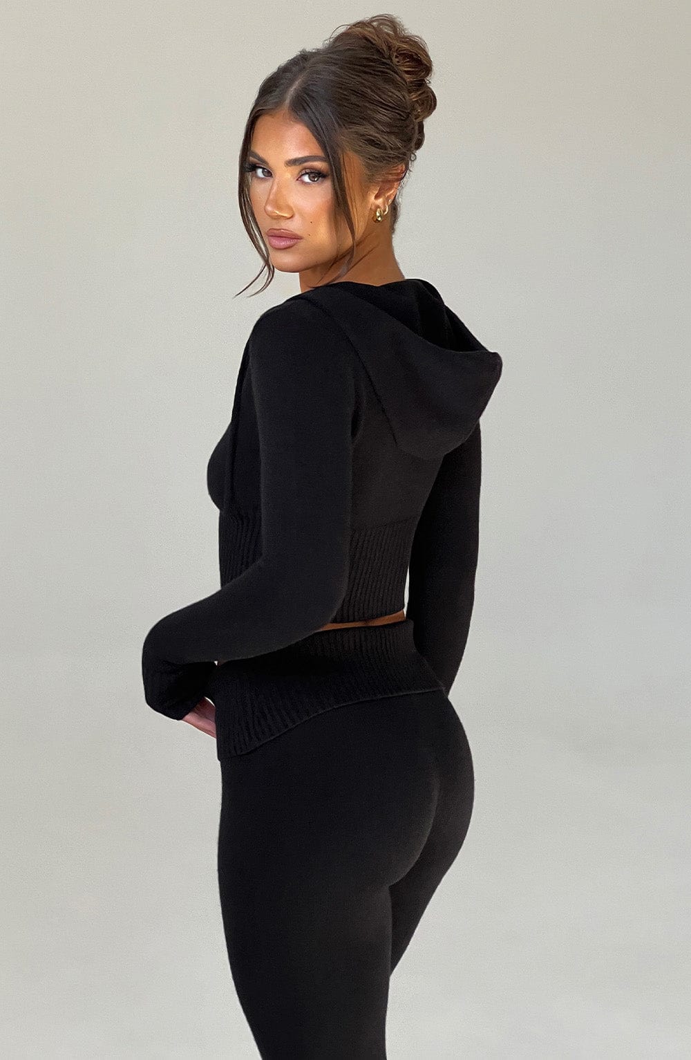 Portia Knit Hoodie – Black
