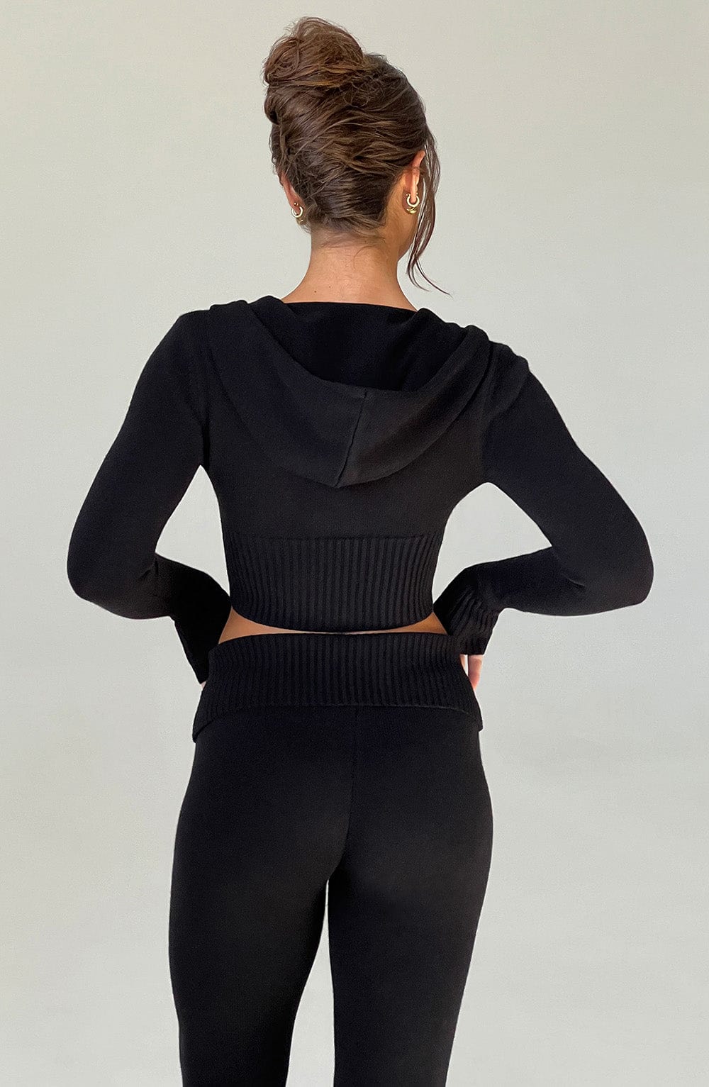 Portia Knit Hoodie – Black